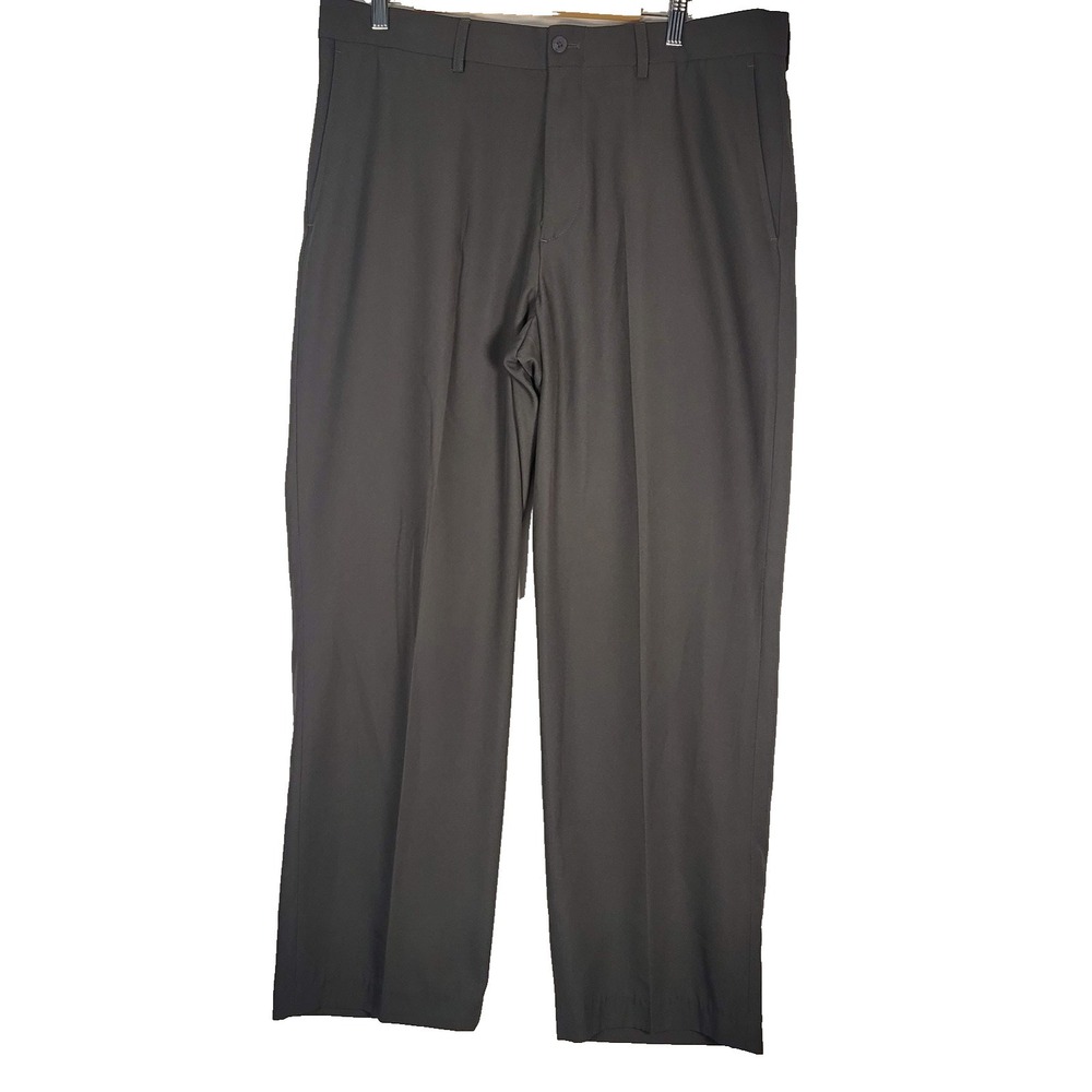 Izod Golf Pants Mens 36x30 Gray Performance Polyester‎ Flat Front Straight Leg